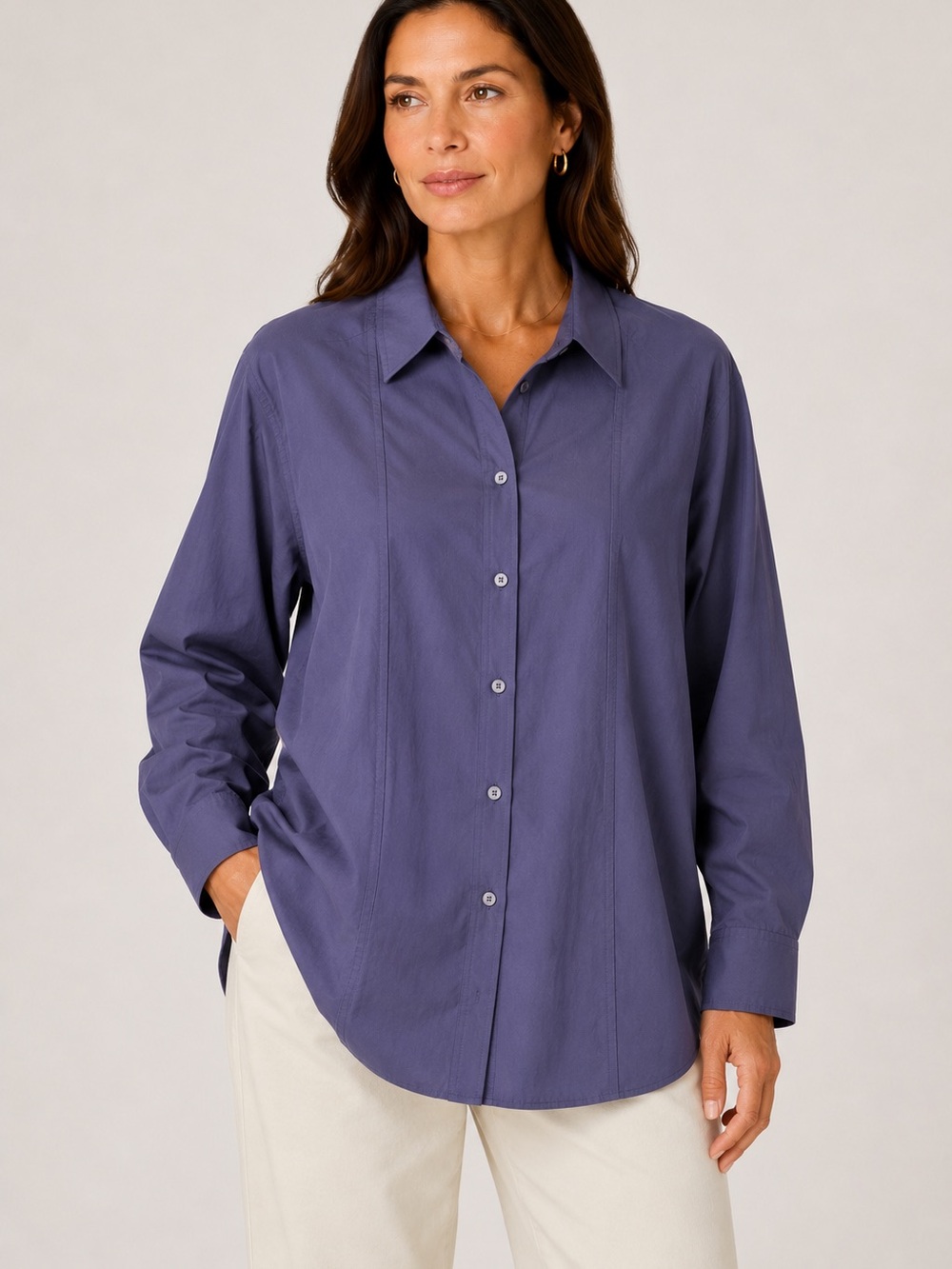 New Athleta Relaxed Poplin Top Purple